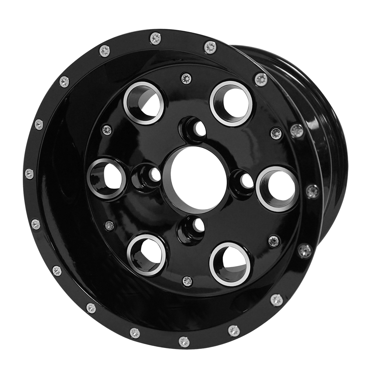 STEELENG 10″ Pioneer Glossy Black Wheel + 22x11-10 Gecko Street Tire Combo — matching WH1008 wheel-only product photo