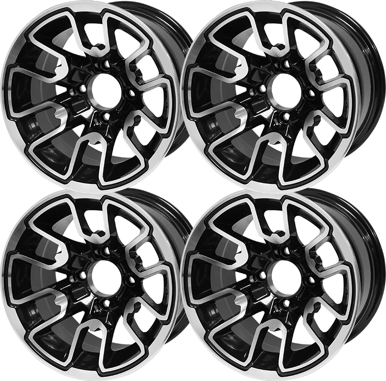 STEELENG 12″ Lizard Machined/Black Wheel - Aluminum Alloy — set of 4 pack shot (SKU WH1215)