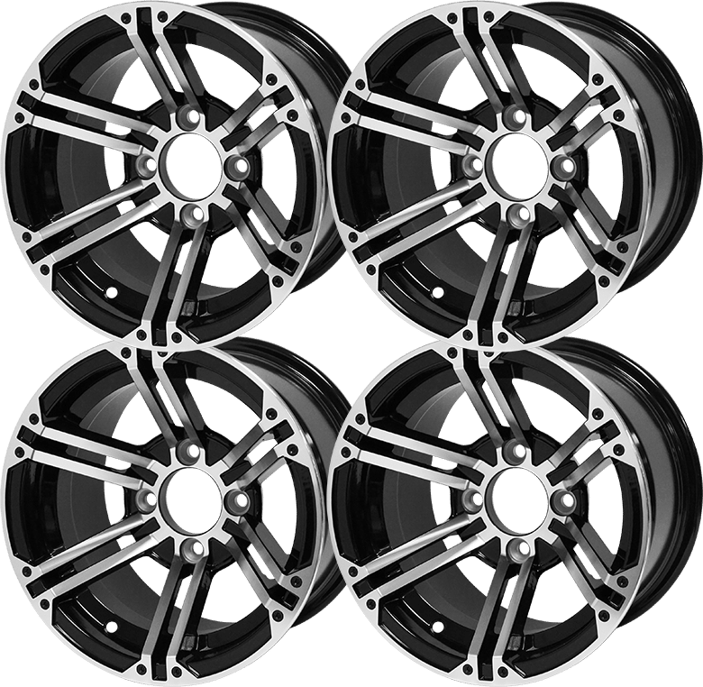 STEELENG 12″ Terminator Machined/Black Wheel - Aluminum Alloy — set of 4 pack shot (SKU WH1239)