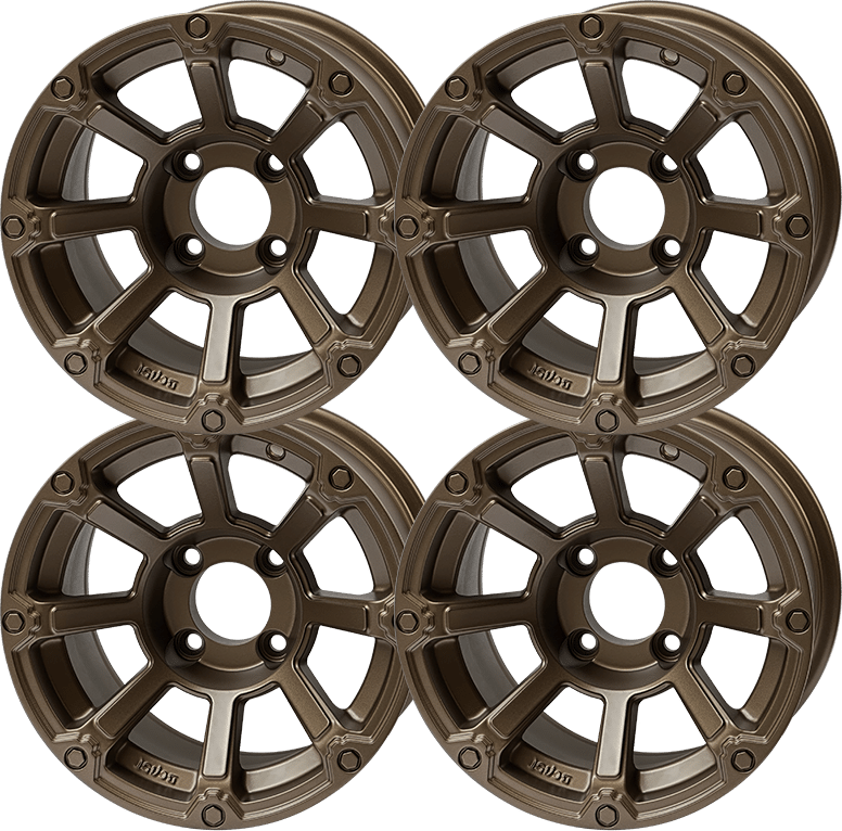STEELENG 12″ Cyclops Bronze Wheel - Aluminum Alloy — set of 4 pack shot (SKU WH1263)