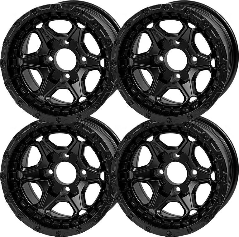 STEELENG 12″ Grizzly Matte Black Wheel + 20x10-12 Gecko Street Tire Combo — matching WH1265 wheel-only product photo