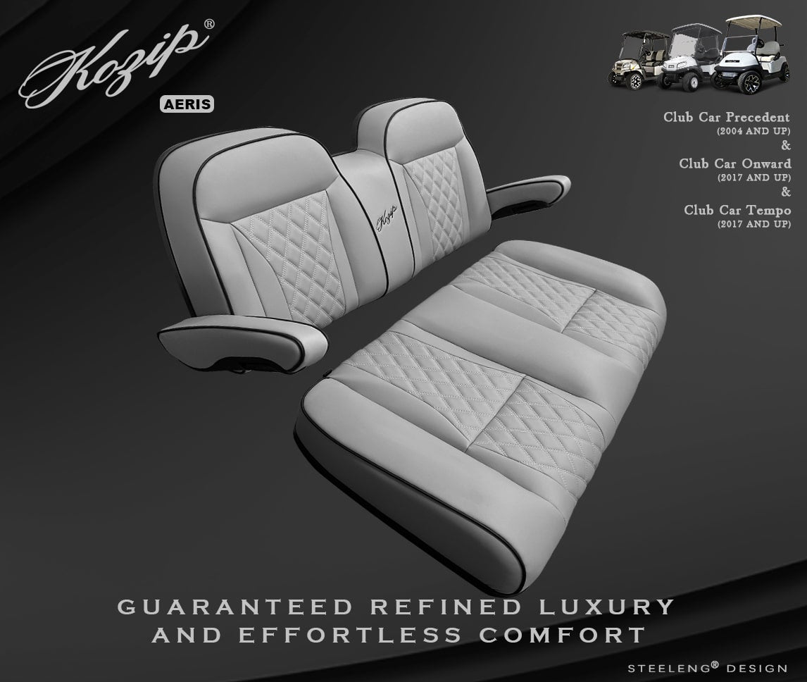 STEELENG Kozip (AERIS) Front Seat Cushion Set, Gray Base with Black Piping, Gray Cross Stitch — alternate view, part SCPR34