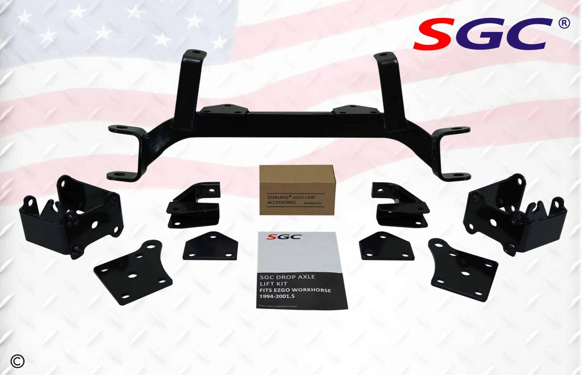 STEELENG Lift Kit, 6-inch Drop Axle kit for EZGO MPT/ Workhorse 1200 (1994-2001.5) Gas — alternate view, part LKTX10