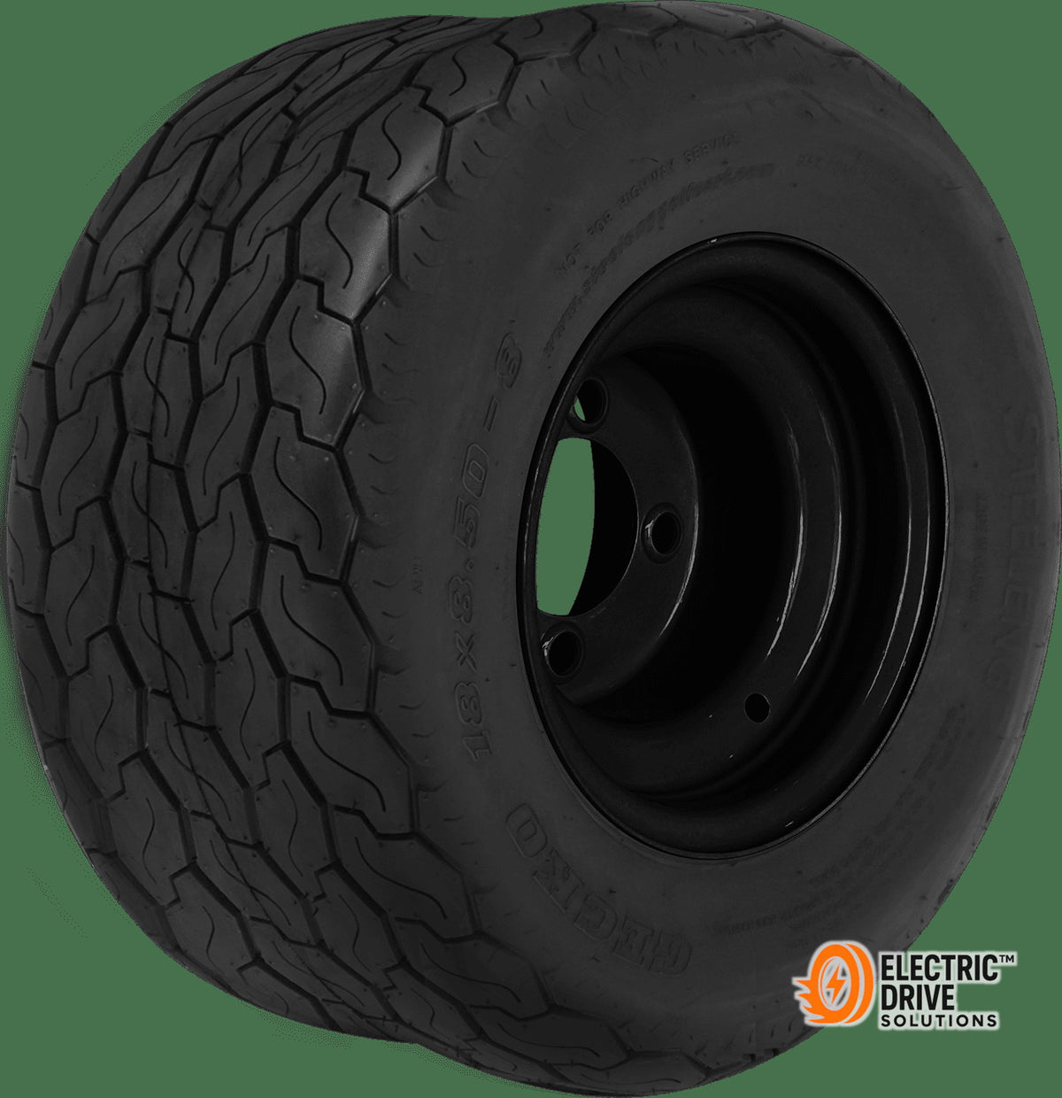 STEELENG 8-inch Black Steel Wheels, 18x8.5-8 inch GECKO Street Tires (Set of 4) — Electric Drive Solutions
