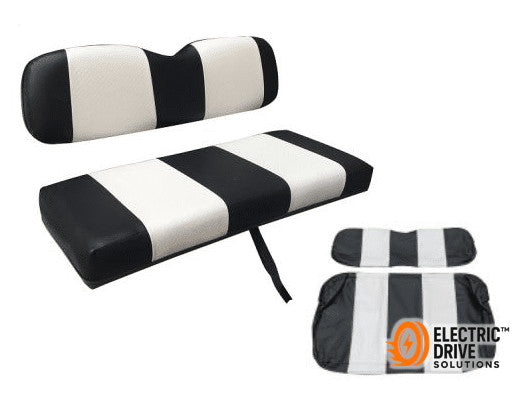 STEELENG Cushion Set for STEELENG Rear Flip Seat, Two-Tone Black, White for EZGO RXV — Electric Drive Solutions