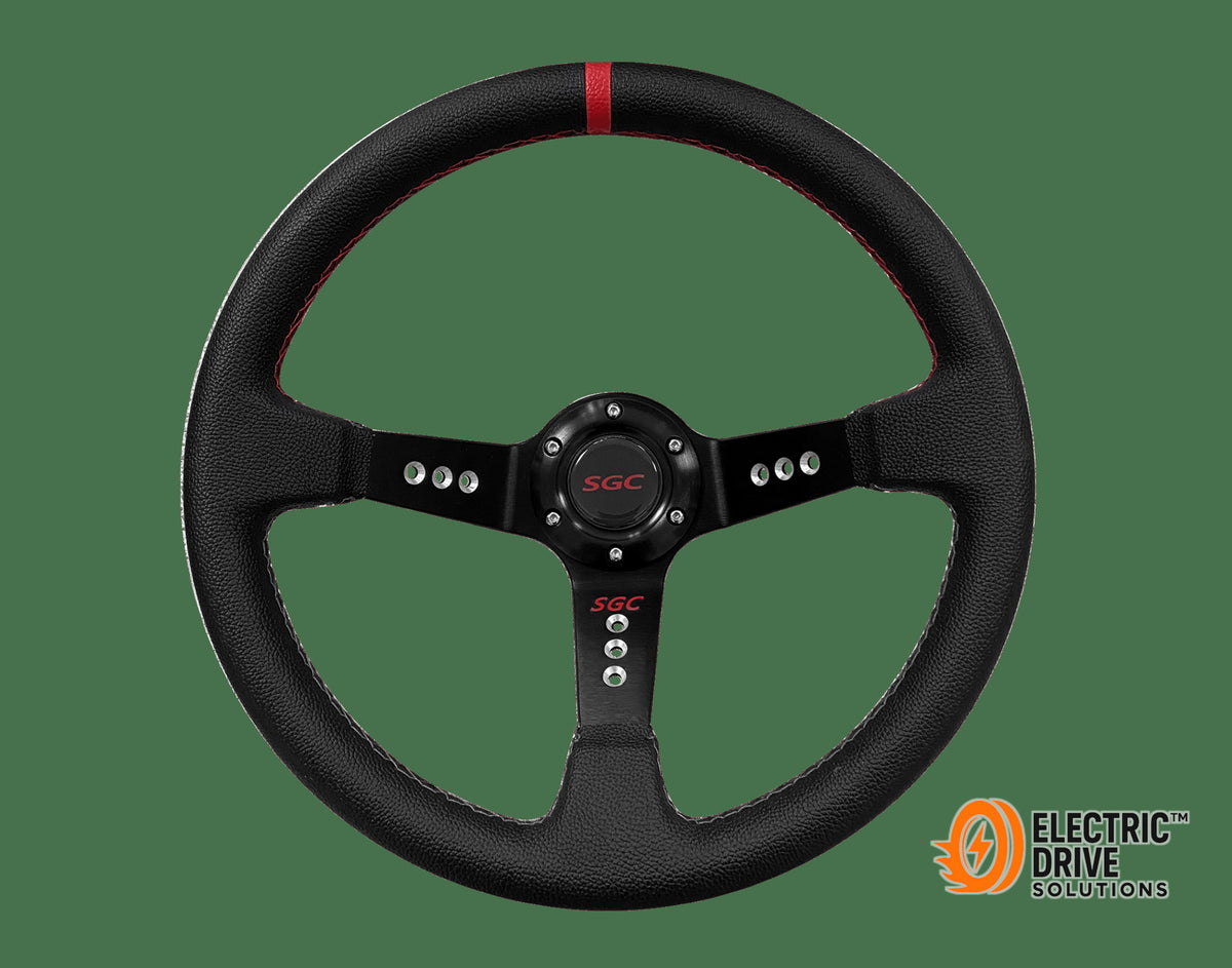 STEELENG SW2 Steering Wheel, Negative offset, Black with Red Stripe — Electric Drive Solutions