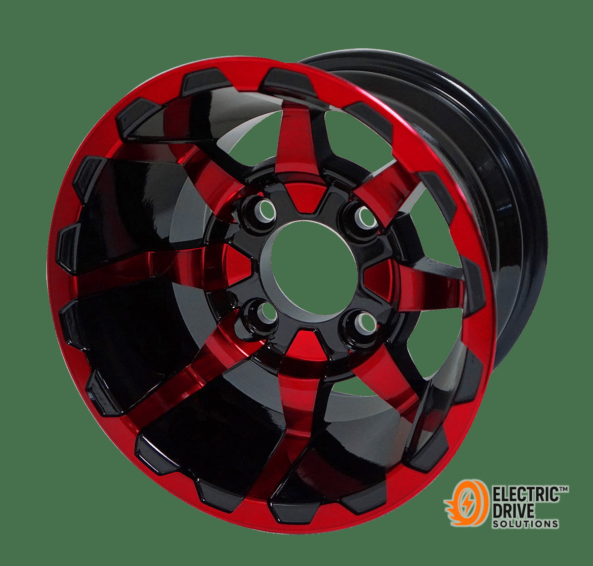 STEELENG 10-inch Vortex Red/Black, Mounted Set of 4 — Electric Drive Solutions