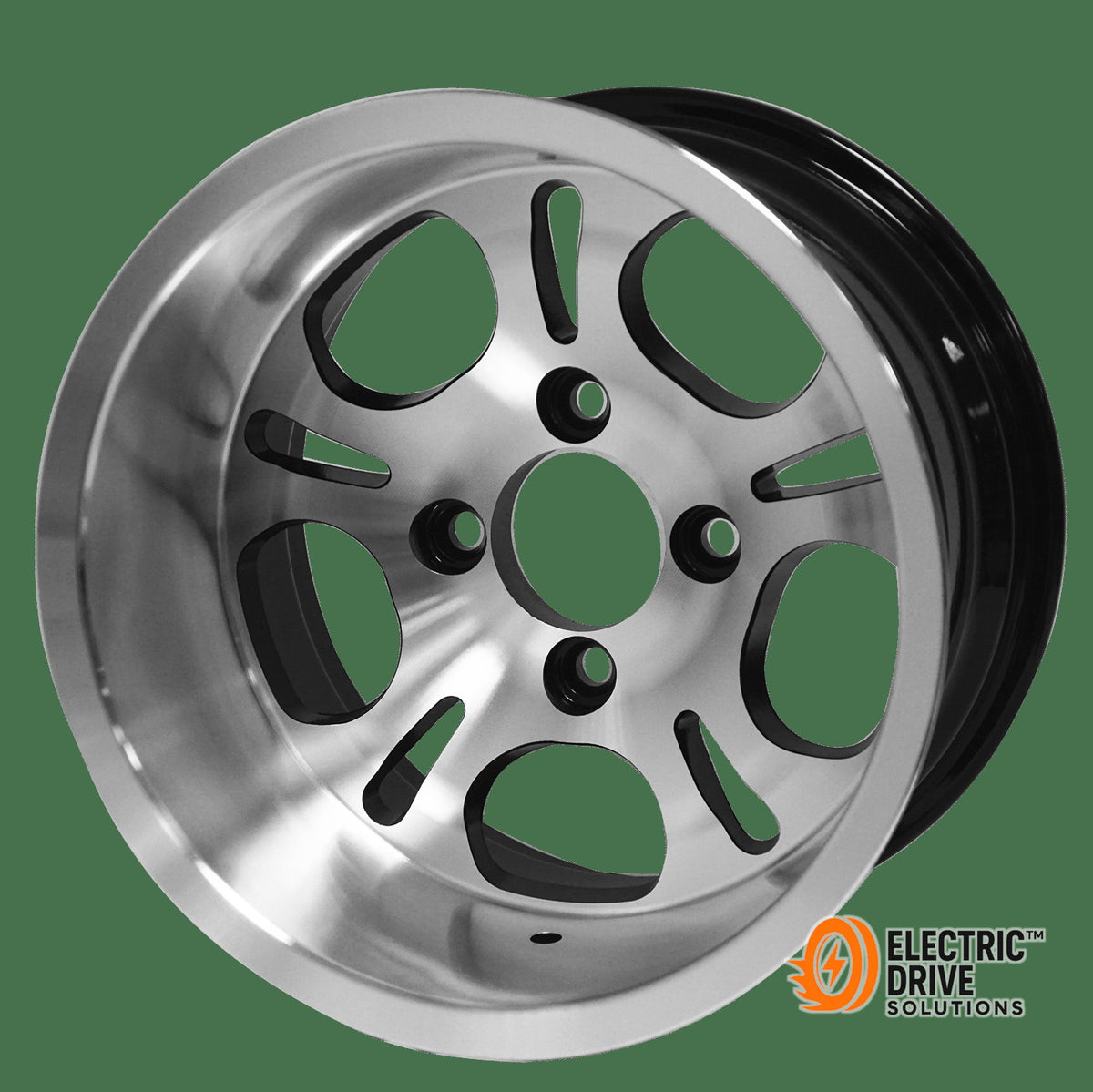 STEELENG 12-inch Lightside Machined/Black, Mounted Set of 4 — Electric Drive Solutions