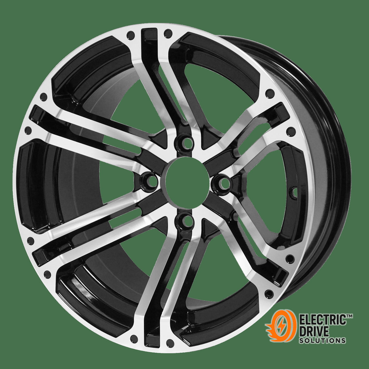 STEELENG 14-inch Terminator Machined/Black, Mounted Set of 4 — Electric Drive Solutions