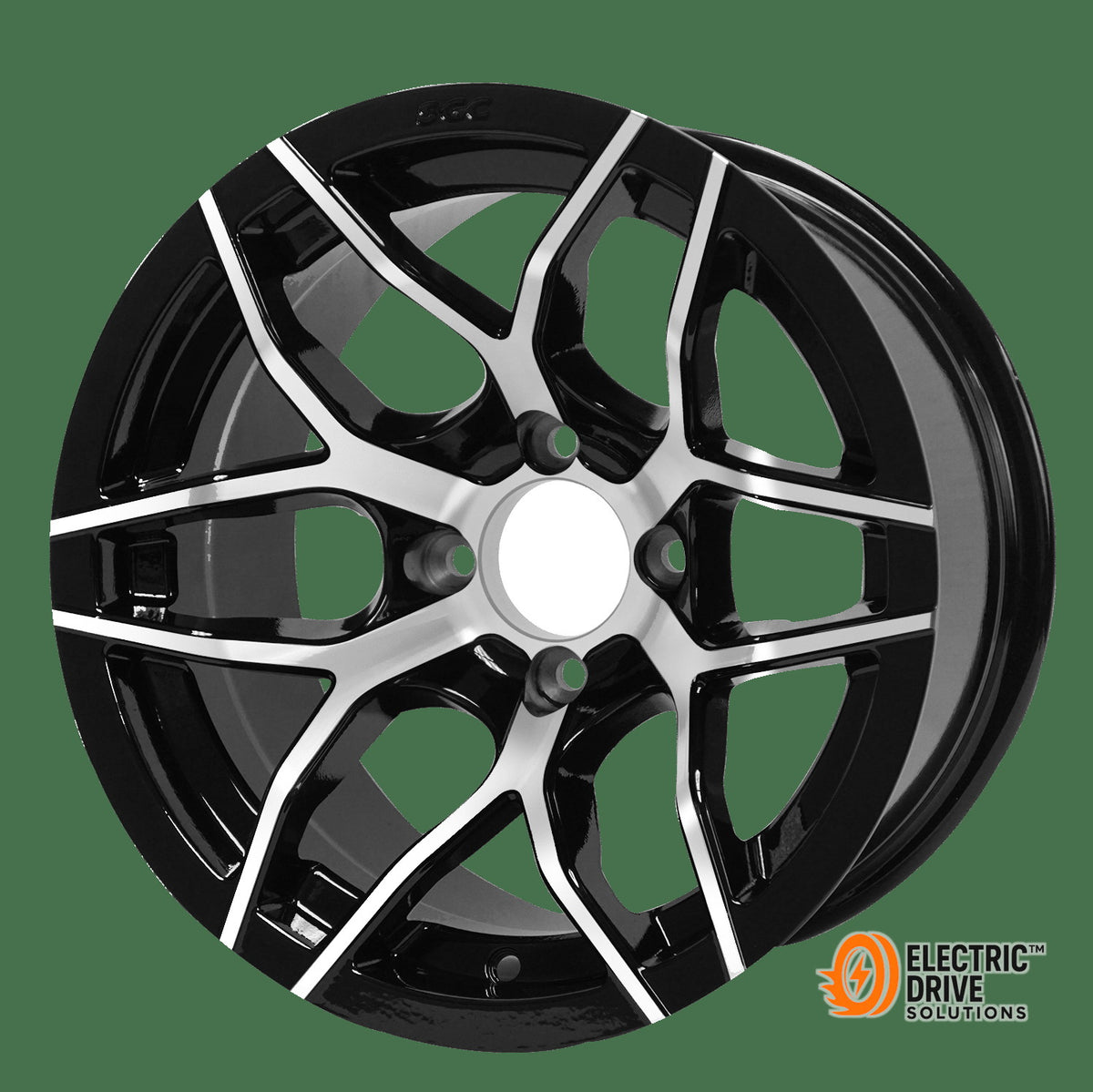 STEELENG 14-inch Rally Machined/Black, Mounted Set of 4 — Electric Drive Solutions
