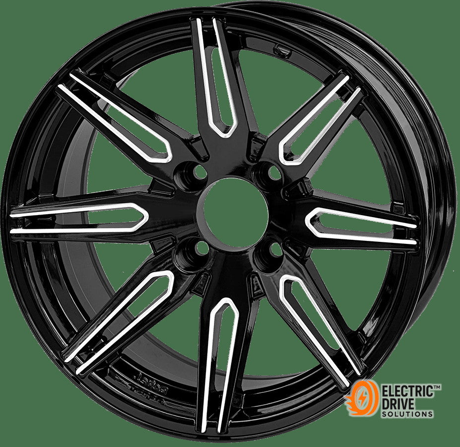 STEELENG BEAST 14-inch Lynx Machined Black, Mounted Set of 4 — Electric Drive Solutions