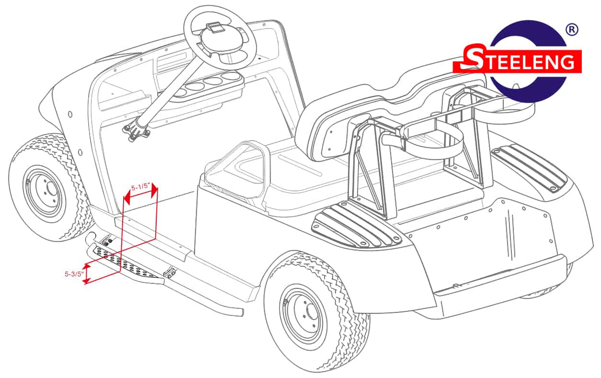 STEELENG Nerf Bars (Running Boards) for EZGO TXT (Set of 2) (1996-2021) — alternate view, part NBTX01
