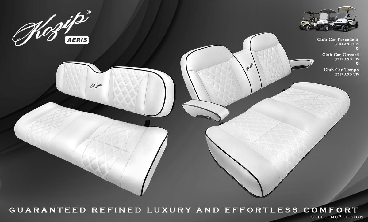 STEELENG Kozip (AERIS) Front and Rear Seat Cushion Set, White Base with Black — alternate view, part BNDL-SCPR32-SC0033