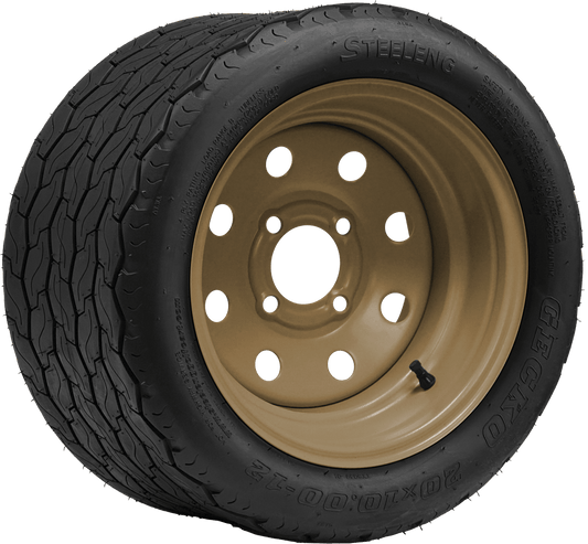 STEELENG 12″ Desert Sand Steel Wheel + 20x10-12 Gecko Street Tire Combo — mounted wheel+tire combo photo (SW1203+TR1201)