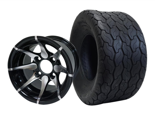 STEELENG 10″ Kraken Machined/Black Wheel + 22x11-10 Gecko Street Tire Combo — mounted wheel+tire combo photo (WH1005+TR1002)