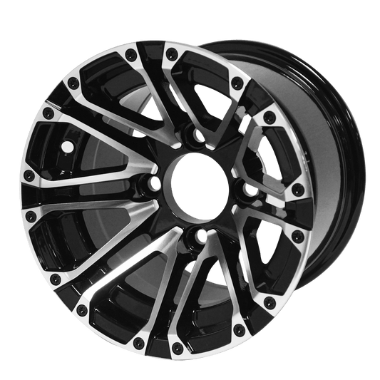 STEELENG 10″ Lancer Machined/Black Wheel – Aluminum Alloy — single wheel product photo (SKU WH1006)