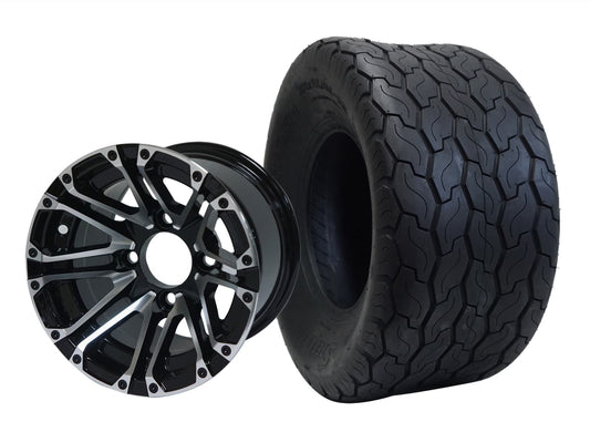 STEELENG 10″ Lancer Machined/Black Wheel + 22x11-10 Gecko Street Tire Combo — mounted wheel+tire combo photo (WH1006+TR1002)