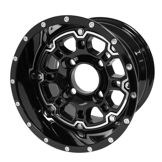 STEELENG 10″ Panther Glossy Black Wheel – Aluminum Alloy — single wheel product photo (SKU WH1007)