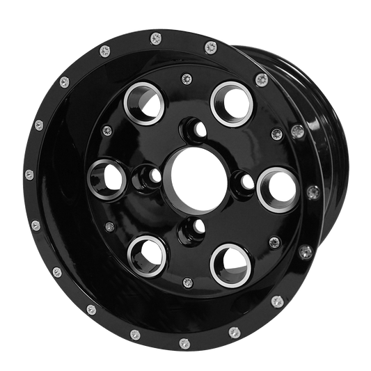 STEELENG 10″ Pioneer Glossy Black Wheel – Aluminum Alloy — single wheel product photo (SKU WH1008)