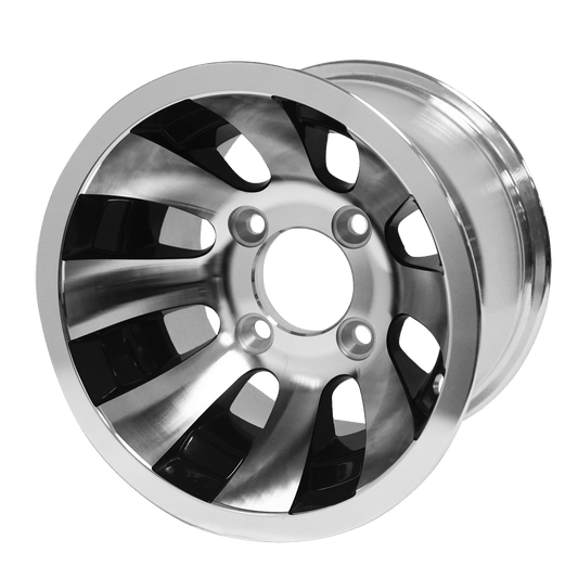 STEELENG 10″ Revolver Machined/Black Wheel – Aluminum Alloy — single wheel product photo (SKU WH1009)