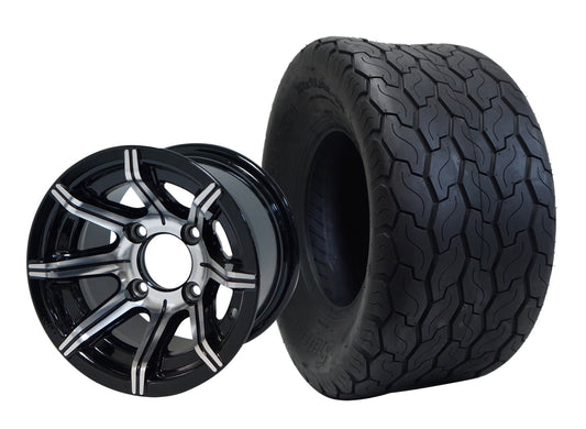 STEELENG 10″ Spider Machined/Black Wheel + 22x11-10 Gecko Street Tire Combo — mounted wheel+tire combo photo (WH1012+TR1002)