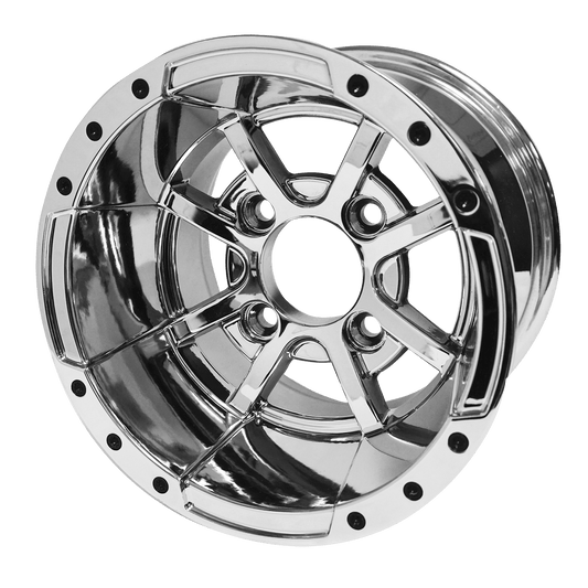 STEELENG 10″ Storm Trooper Chrome Wheel – Aluminum Alloy — single wheel product photo (SKU WH1013)