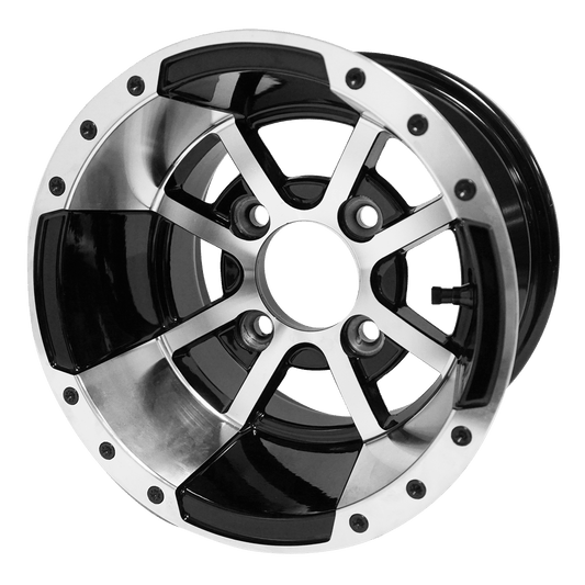 STEELENG 10″ Storm Trooper Machined/Black Wheel – Aluminum Alloy — single wheel product photo (SKU WH1015)