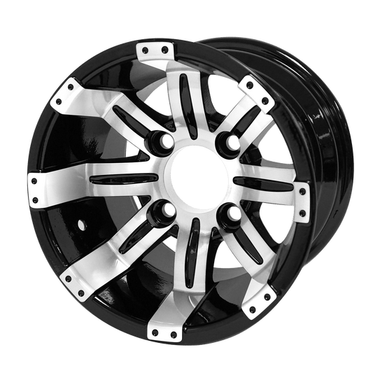 STEELENG 10″ Tempest Machined/Black Wheel – Aluminum Alloy — single wheel product photo (SKU WH1016)