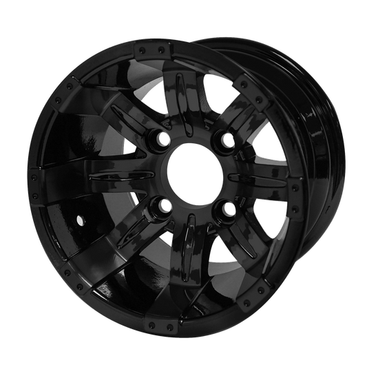 STEELENG 10″ Tempest Glossy Black Wheel – Aluminum Alloy — single wheel product photo (SKU WH1017)