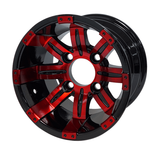 STEELENG 10″ Tempest Red/Black Wheel – Aluminum Alloy — single wheel product photo (SKU WH1018)