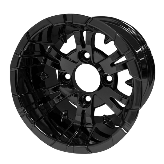 STEELENG 10″ Vampire Glossy Black Wheel – Aluminum Alloy — single wheel product photo (SKU WH1019)
