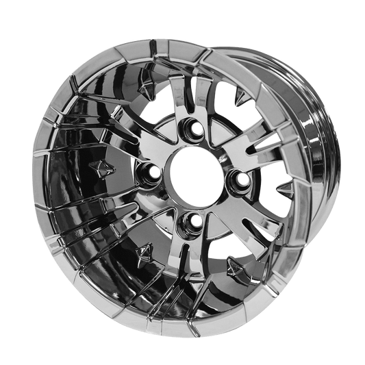 STEELENG 10″ Vampire Chrome Wheel – Aluminum Alloy — single wheel product photo (SKU WH1020)