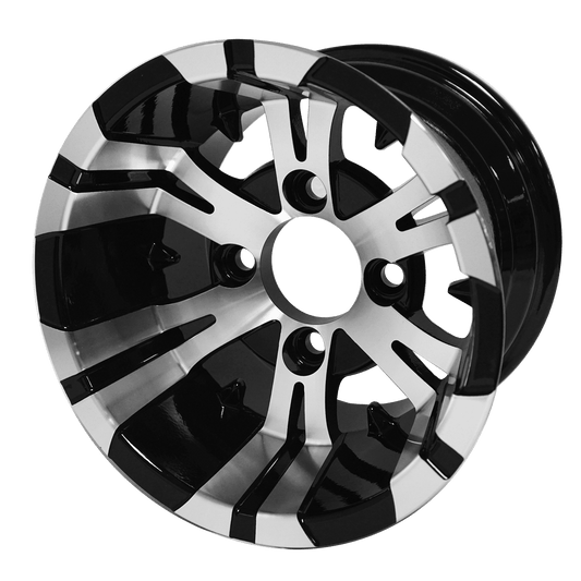 STEELENG 10″ Vampire Machined/Black Wheel – Aluminum Alloy — single wheel product photo (SKU WH1022)