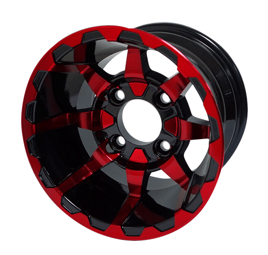 STEELENG 10″ Vortex Red/Black Wheel – Aluminum Alloy — single wheel product photo (SKU WH1026)