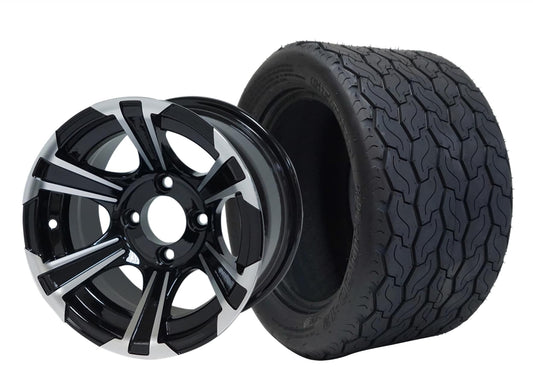 STEELENG 12″ Blade Machined/Black Wheel + 20x10-12 Gecko Street Tire Combo — mounted wheel+tire combo photo (WH1201+TR1201)