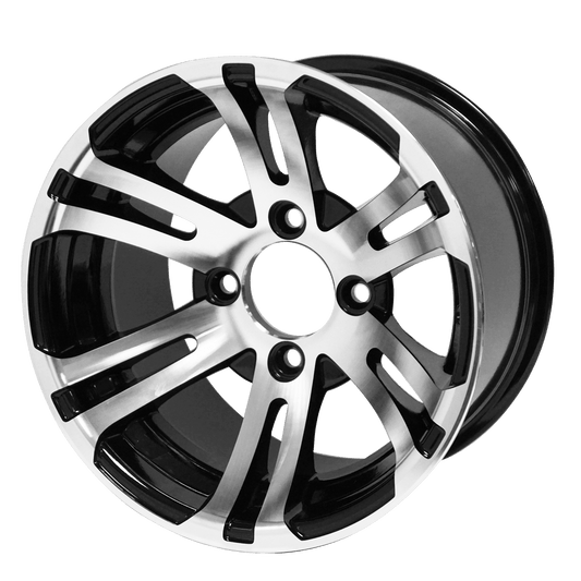 STEELENG 12″ Bulldog Machined/Black Wheel – Aluminum Alloy — single wheel product photo (SKU WH1202)