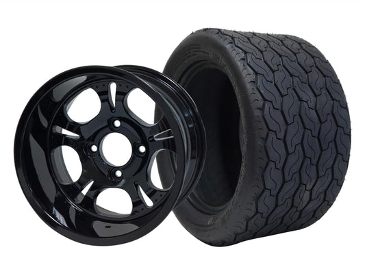 STEELENG 12″ Darkside Glossy Black Wheel + 20x10-12 Gecko Street Tire Combo — mounted wheel+tire combo photo (WH1203+TR1201)