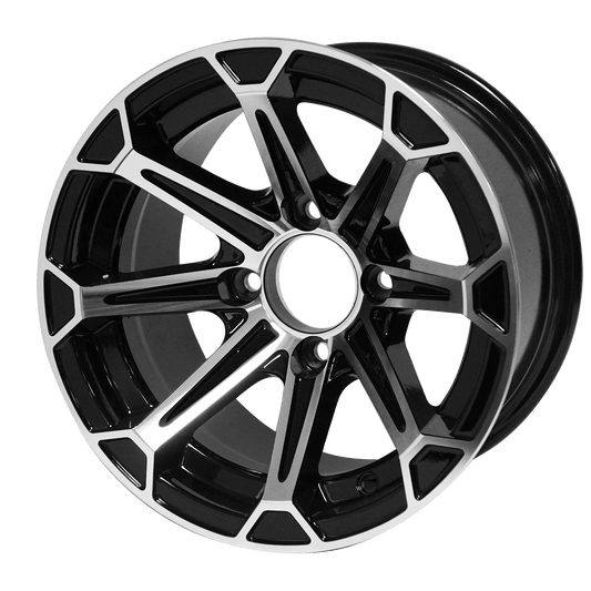 STEELENG 12″ Fang Machined/Black Wheel – Aluminum Alloy — single wheel product photo (SKU WH1204)