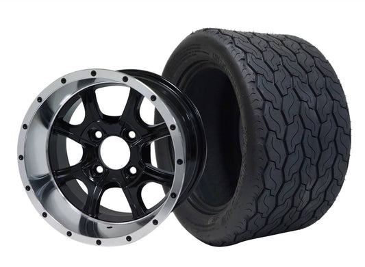 STEELENG 12″ Ghost Machined/Black Wheel + 20x10-12 Gecko Street Tire Combo — mounted wheel+tire combo photo (WH1205+TR1201)