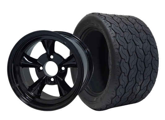 STEELENG 12″ God Father Glossy Black Wheel + 20x10-12 Gecko Street Tire Combo — mounted wheel+tire combo photo (WH1206+TR1201)