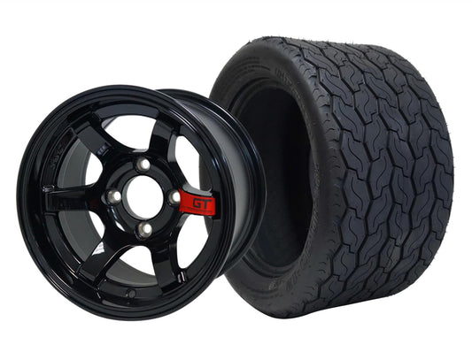 STEELENG 12″ GT Glossy Black Wheel + 20x10-12 Gecko Street Tire Combo — mounted wheel+tire combo photo (WH1210+TR1201)