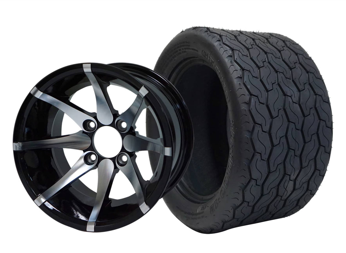 STEELENG 12″ Kraken Machined/Black Wheel + 20x10-12 Gecko Street Tire Combo — mounted wheel+tire combo photo (WH1212+TR1201)