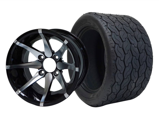 STEELENG 12″ Kraken Machined/Black Wheel + 20x10-12 Gecko Street Tire Combo — mounted wheel+tire combo photo (WH1212+TR1201)