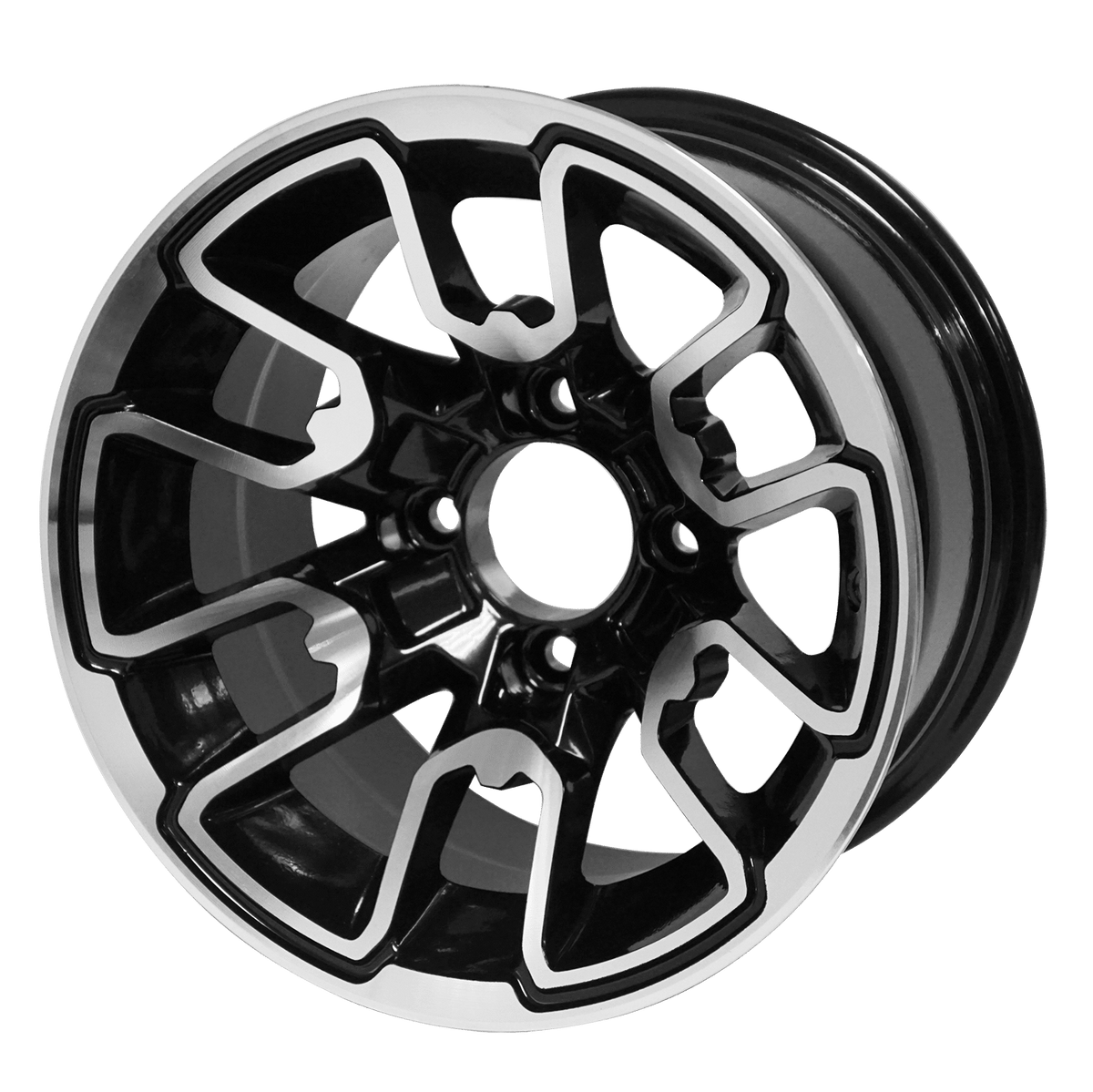STEELENG 12″ Lizard Machined/Black Wheel - Aluminum Alloy — single wheel product photo (SKU WH1215)