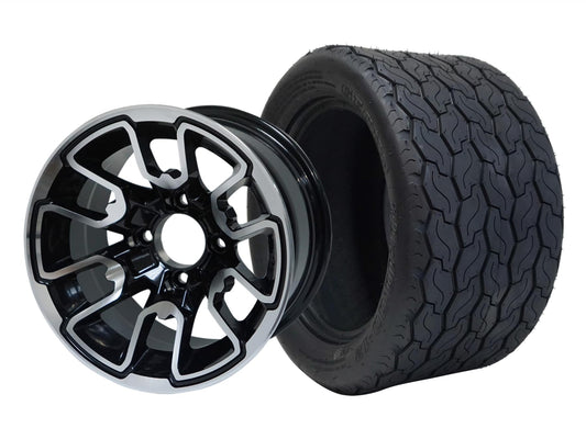 STEELENG 12″ Lizard Machined/Black Wheel + 20x10-12 Gecko Street Tire Combo — mounted wheel+tire combo photo (WH1215+TR1201)