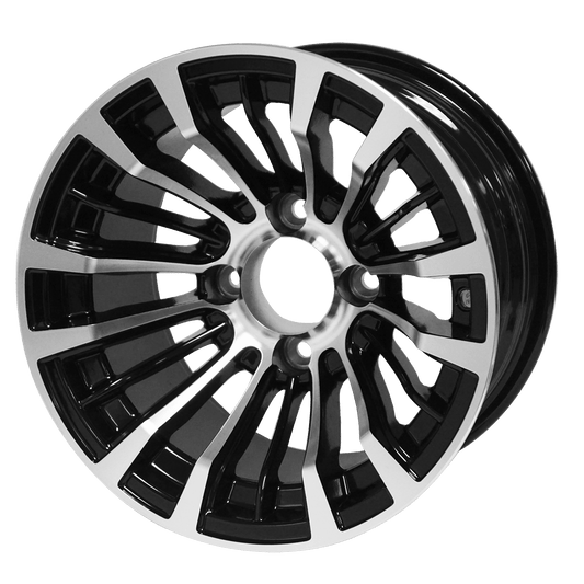 STEELENG 12″ Matador Machined/Black Wheel - Aluminum Alloy — single wheel product photo (SKU WH1216)