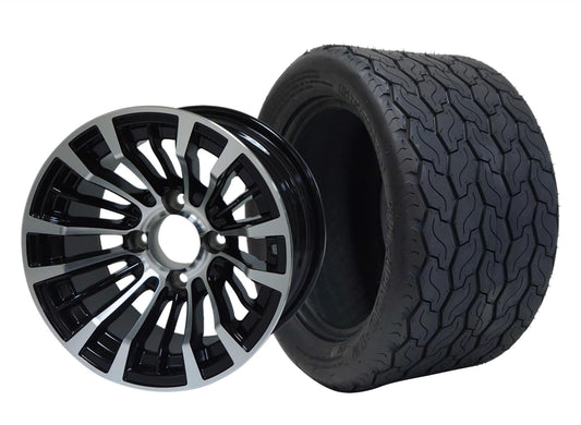 STEELENG 12″ Matador Machined/Black Wheel + 20x10-12 Gecko Street Tire Combo — mounted wheel+tire combo photo (WH1216+TR1201)
