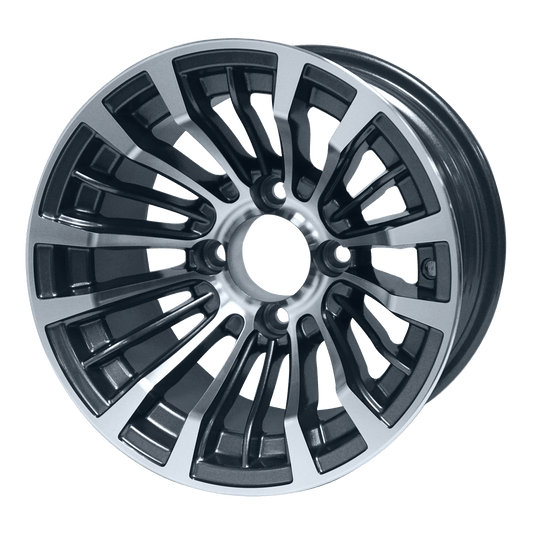 STEELENG 12″ Matador Machined/Gunmetal Wheel - Aluminum Alloy — single wheel product photo (SKU WH1219)
