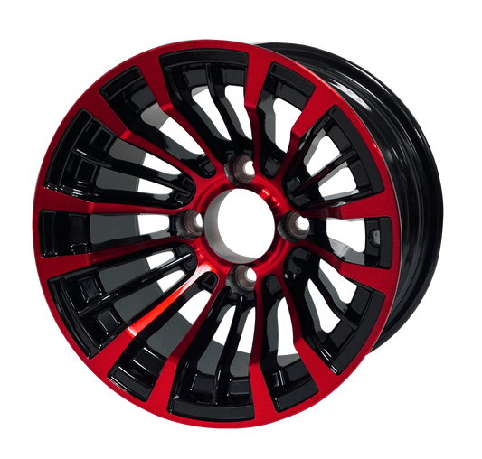 STEELENG 12″ Matador Red/Black Wheel - Aluminum Alloy — single wheel product photo (SKU WH1220)