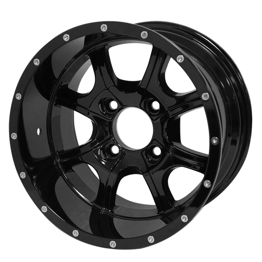 STEELENG 12″ Night Stalker Glossy Black Wheel - Aluminum Alloy — single wheel product photo (SKU WH1221)
